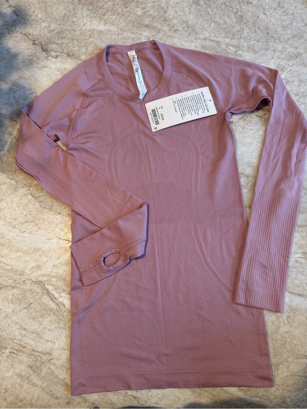 lululemon athletica long sleeve seamless top in dusty rose